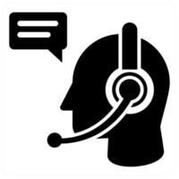 Support and query icon concept in black color vector