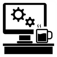 Working Desk icon concept in black color vector