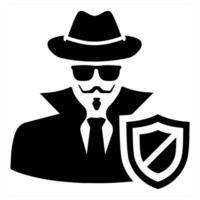 Hacker icon in black color vector