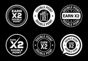 Earn x2 double point icons set design. Earn x2 sign symbol for promotion white on black background vector