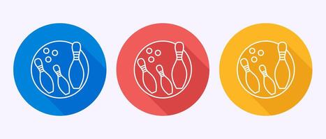 Bowling ball and pin icon design illustration, Bowling sign in shadow button design vector