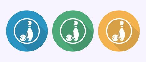 Bowling ball and pin icon illustration, Bowling sign symbol in shadow button design vector