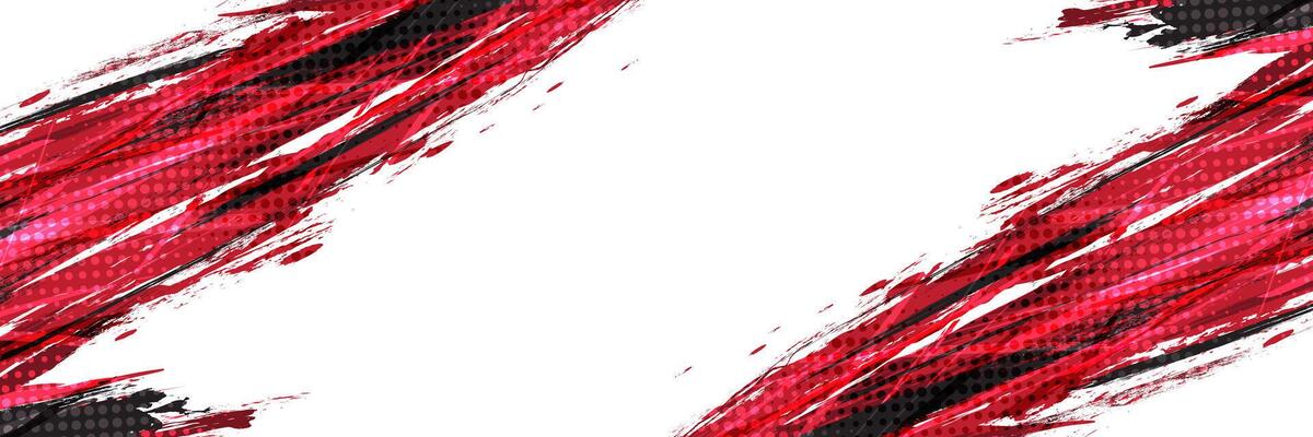 Sports Background with Black and Red Brush Strokes with Halftone Effect in Grunge Style
