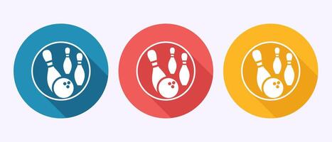 Bowling ball and pin icon design, Bowling sign symbol in shadow button design vector