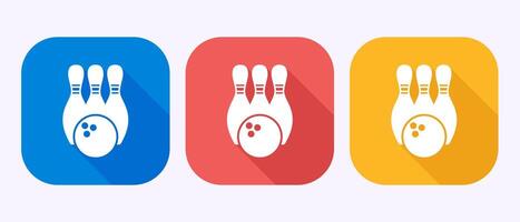 Bowling ball and pin icon, Bowling sign symbol in shadow button design vector