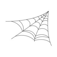 Spider web hand drawn simple illustration of doodle fancy Halloween scary decor element, cobweb clipart perfect for Halloween party design, cartoon spooky character vector