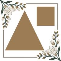 A triangle with flowers and leaves on it vector