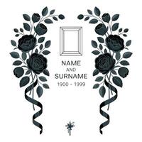 A black and white floral design with a frame vector