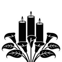Candles and flowers with leaves vector