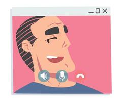 Man Having Conference Call, People Chatting Online, Working from Home, Social Distancing Concept Illustration vector