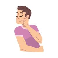 Young Man Thinking up an Idea with Happy Facial Expression, Man Relaxing and Dreaming about Something Cartoon Style Illustration vector