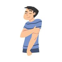 Young Man Dreaming about Something with Closed Eyes Cartoon Style Illustration vector