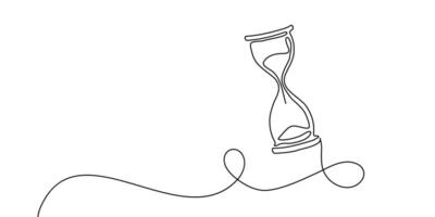 Line time hourglass one hour glass sand continuous watch clock icon. Drawing line hourglass countdown single wait illustration abstract art concept outline logo background sandglass past linear vector
