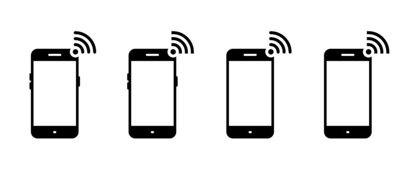 WIFI signal with mobile phone icon. Wireless network on smartphone sign symbol vector