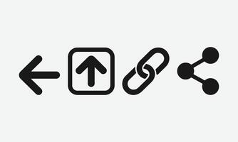 Web navigation icons set back arrow upload link share vector