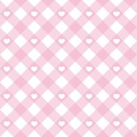Gingham heart diagonal seamless pattern in pastel pink color. Vichy plaid design for Easter holiday textile decorative. checkered pattern for fabric picnic blanket, tablecloth, dress, napkin. vector