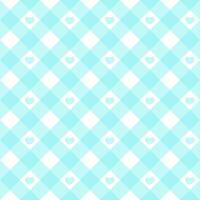 Gingham heart diagonal seamless pattern in blue pastel color. Vichy plaid design for Easter holiday textile decorative. checkered pattern for fabric picnic blanket, tablecloth, dress, napkin. vector