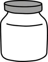 Kitchenware hand drawn doodle, Empty jar with a gray lid, suitable for various uses. vector