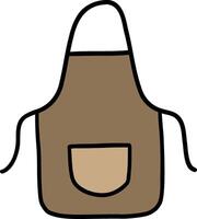 Kitchenware hand drawn doodle, Brown apron with a pocket, suitable for cooking or crafting. vector