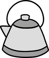 Kitchenware hand drawn doodle, Cartoonish kettle with a simple design and handle. vector