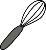 Kitchenware hand drawn doodle, Whisk with a sleek design, ideal for culinary use. vector