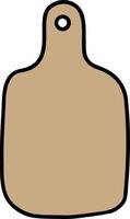 Kitchenware hand drawn doodle, Plain wooden cutting board with a hole for hanging. vector