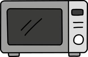 Kitchenware hand drawn doodle, Microwave oven with a sleek design and simple controls. vector