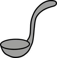 Kitchenware hand drawn doodle, Ladle with a long handle and rounded bowl for serving liquids. vector