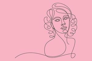 Abstract one line drawing of a woman s face vector