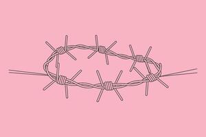 Barbed wire circle on pink background vector