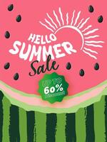 A graphic design resembling a watermelon slice features a pink and green background vector