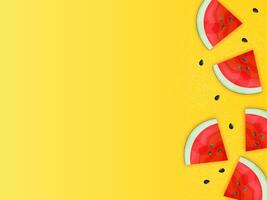 Stylized geometric watermelon slices on a warm yellow gradient background vector