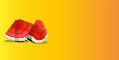 Stylized geometric watermelon slices on a warm yellow-to-orange gradient background vector
