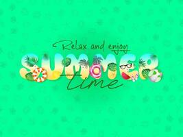 Summer is creatively spelled out with vibrant letters, each adorned with summery elements vector