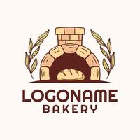 Logo for a bakery with a brick oven and a loaf of bread, suitable for bakery, restaurant and cafe vector