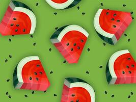Colorful watermelon slices on green background vector