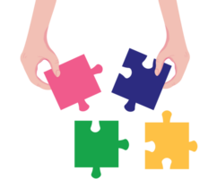 Hands Assembling Puzzle Pieces on Table for World Puzzle Day png