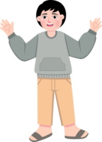 Smiling Boy Waving Hello with Friendly Expression png