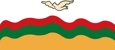 horizontal juneteenth flag with doves vector