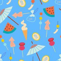 seamless pattern with japanese summer snacks vector