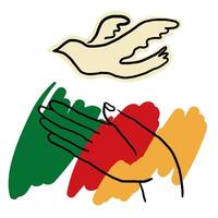 juneteenth flag with hand and doves vector