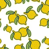 seamless pattern with lemons in hand drawn style vector