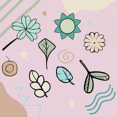 Cute floral doodles design.