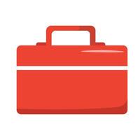 Red flat-style briefcase or toolbox icon, perfect for business, professional, or repair concept visuals. vector