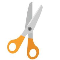 illustration of orange-handled scissors in flat design, suitable for school or crafting themed visuals. vector