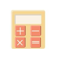 Flat style illustration of a calculator with basic arithmetic buttons, ideal for educational and office content. vector