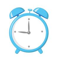 Flat style blue alarm clock icon showing time, great for punctuality, reminder, or time management topics. vector