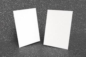 Minimalist A4 Paper Mockup on Terrazzo Surface photo