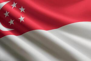 Singapore flag waving in the wind, detailed silk texture vector