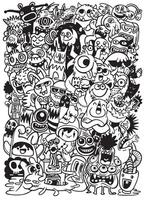 Colorful collection of cartoon monsters and creatures, showcasing playful expressions and unique vector